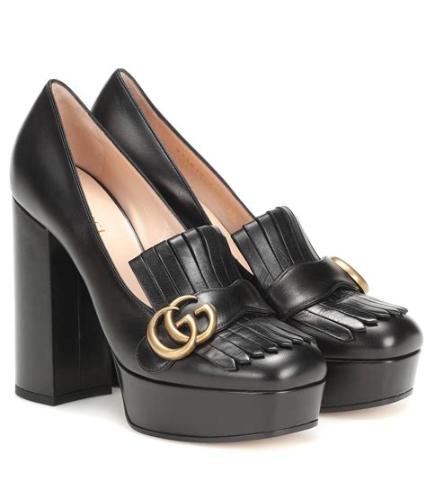 gucci black patent pumps|Gucci marmont platform pumps.